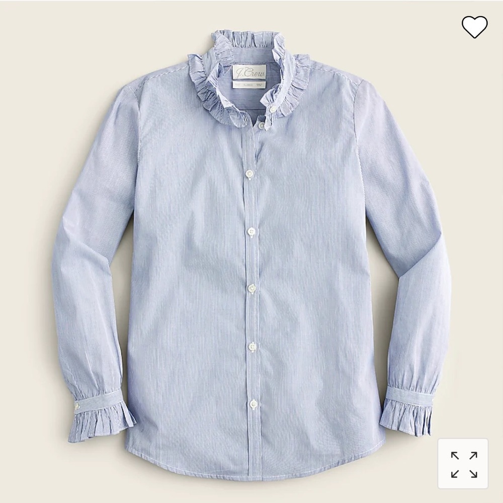 NWT Classic Fit Ruffleneck Shirt in Stripe